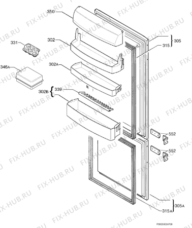 Взрыв-схема холодильника Juno Electrolux JCN24180 - Схема узла Door 003